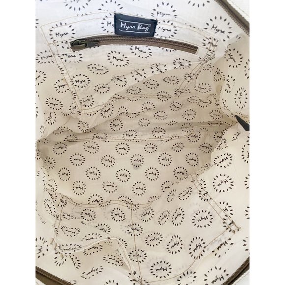 Myra Upcycled Canvas and Leather Vintage Style Tote Bag - Picture 8 of 11